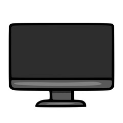 A simple vector illustration of a dark grey computer monitor with a blank screen, perfect for website design or presentations, showcasing a minimalist and modern aesthetic.