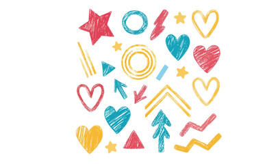 Kid crayon doodle set vector