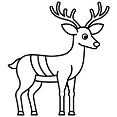 Fototapeta premium Stylized deer with antlers and striped body animal