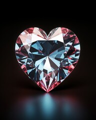 Fototapeta premium Heartshaped Diamond On Dark Black Background