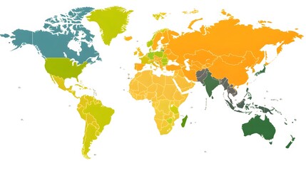 Obraz premium Global Color Coded World Map Countries