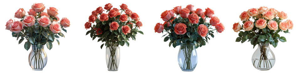PNG of fresh roses in a glass jar on a transparent background