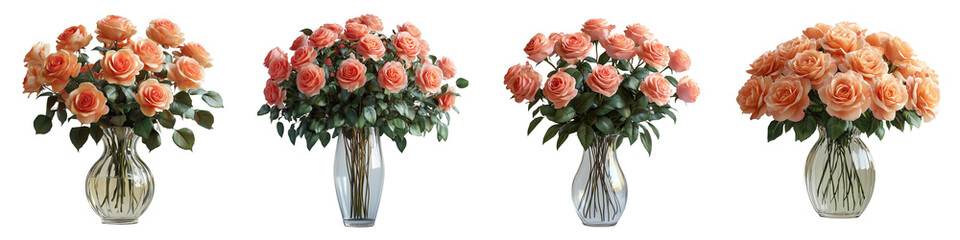 PNG of fresh roses in a glass jar on a transparent background