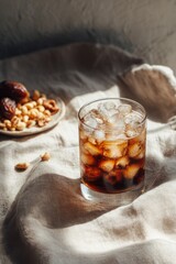 Minimal aesthetic food and lifestyle flat lay with natural light