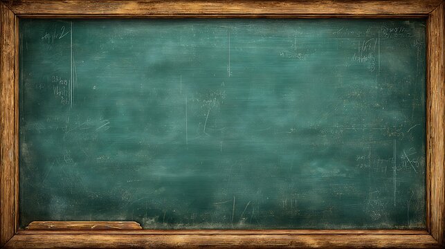 close up of an empty blank school green chalkboard education supplies desk auditorium back to school