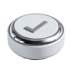 Chrome and White Circular Button with Checkmark Approval Confirmation Success Symbol