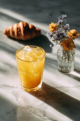 Minimal aesthetic food and lifestyle flat lay with natural light