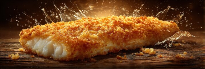 Breaded Cod. Delicious Recipe of Deep Fried Pollock Fillet with Crispy Coating