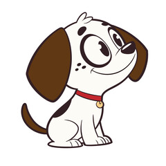 Fototapeta premium Simple Flat Design of a Cute Puppy with Big Eyes and Floppy Ears