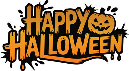 Happy Halloween lettering designs with  text decorated . Text, Typescript, Vector, Halloween, Horror, use in banner, poster etc. 