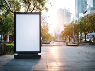 Empty White Blank Billboard In Urban Environment For Advertising Display