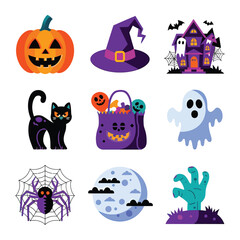 Obraz premium 2d vector illustration Halloween t shirt icon design items ghost character Candles in carved pumpkin 