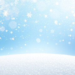 Fototapeta premium Gentle snowfall blankets a pristine white landscape under a soft blue sky