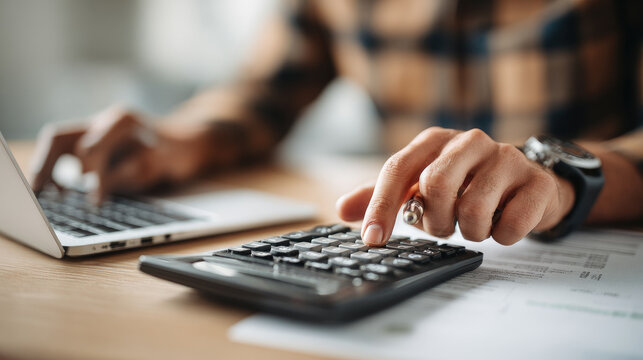 Financial planning and budget management strategies home office digital workspace cozy environment close-up view effective tax and payment solutions