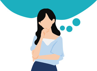 考え事をする女性のイラスト