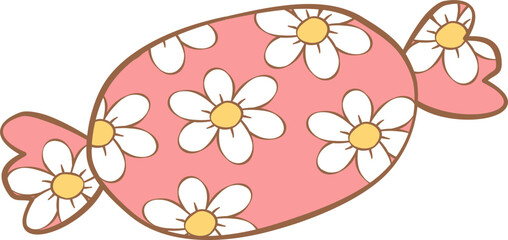 Fototapeta premium Pink Candy with floral design spring flowers in vintage style, Vector illustration 