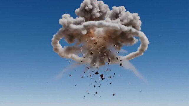 Mid-Air Missile Interception &mdash; Exploding Projectile in Clear Sky