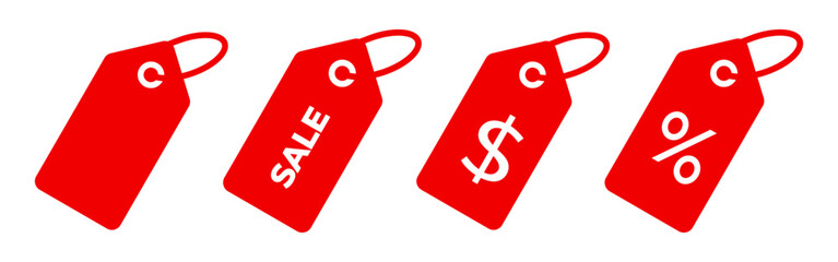 Vector illustration of Price Label Tags icon set isolated on transparent background