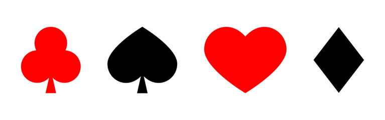 Vector illustration of playing card suits icon set isolated on transparent background