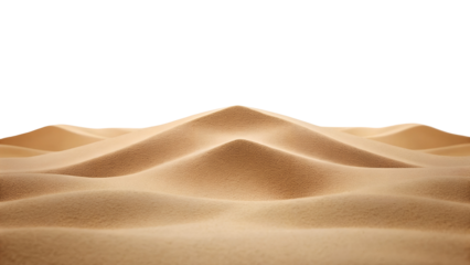 Golden sand dunes with soft curves and textures isolated on transparent background