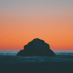 A rock in the middle of the ocean, ambient music album cover