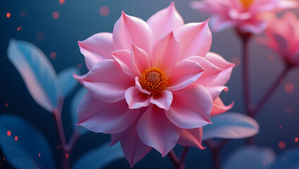 Silk-Petal Inspired Futuristic Flower in Bloom with Gradient Lighting and Radiant Highlights – Modern Digital Wallpaper