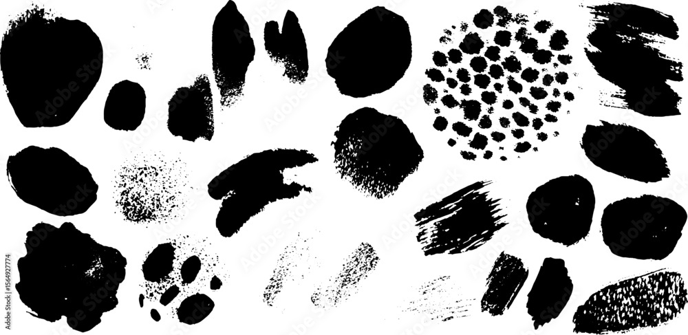 Poster black ink and watercolor abstract collection for artistic design and creative projects