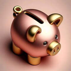 Matte Pink-Gold Piggy Bank Icon