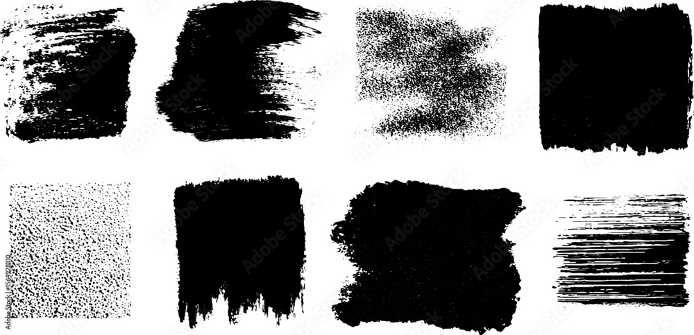 Poster creative distressed monochrome ink patch collection for artistic design projects