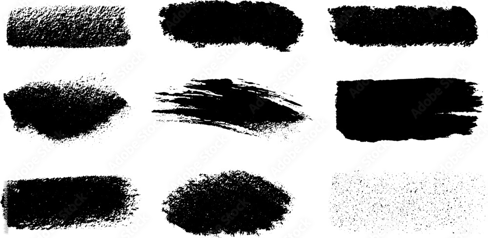 Aufkleber Distressed monochrome ink patches for artistic design and texture effects