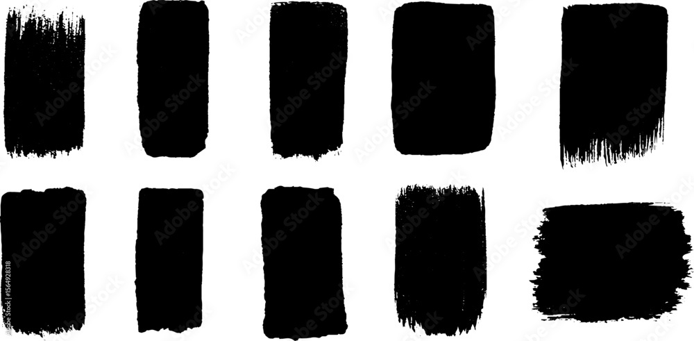 Poster artistic black ink bars and rectangles on white background for creative design
