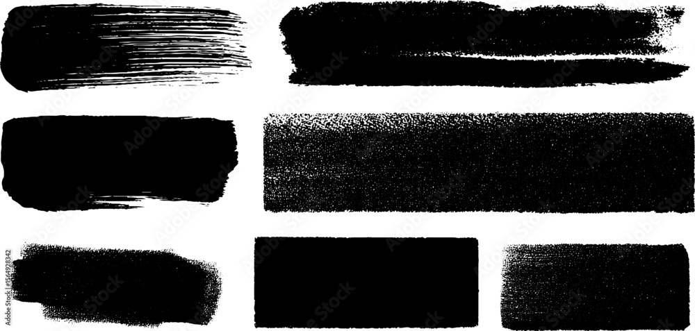 Aufkleber Hand painted ink bars and rectangles collection for artistic design projects