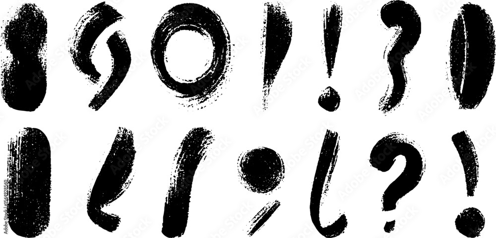 Poster abstract collection of hand-drawn typographic punctuation marks for creative design