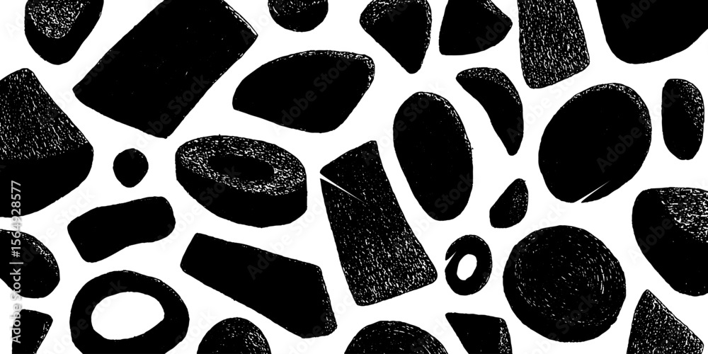 Poster abstract shape art composition in black and white for modern design