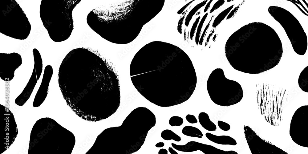 Poster abstract composition of irregular shapes in black and white for modern art design