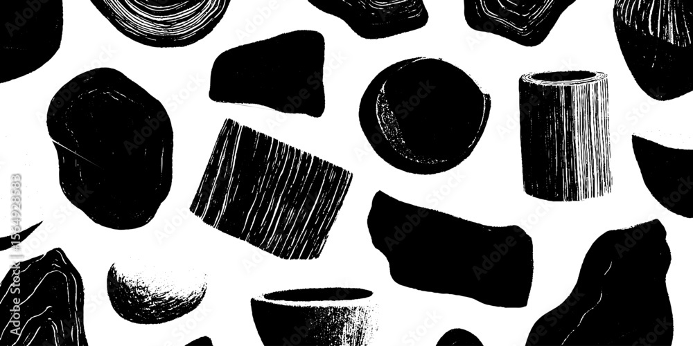Aufkleber monochrome abstract shapes flat lay art for modern design projects