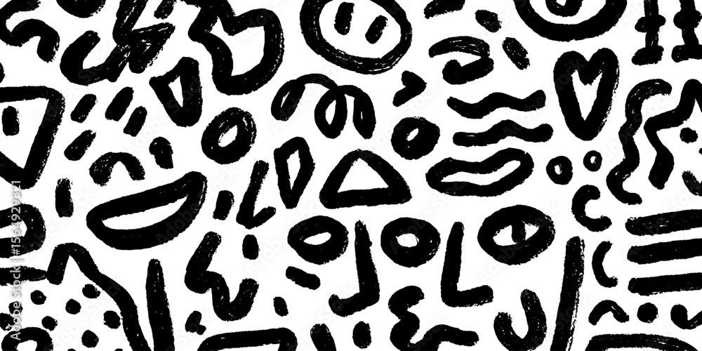 Poster abstract scribble and doodle icons in freehand marker art