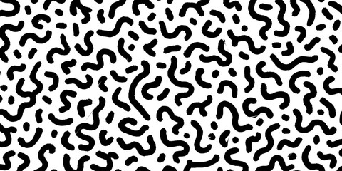 Obraz premium Seamless monochrome line doodle patterns for creative design projects