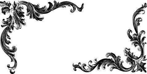 Elegant black decorative corner borders for artistic designs and frames