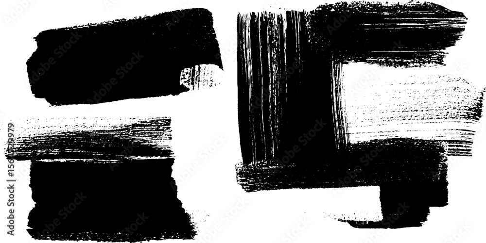Poster artistic composition of black strokes in varying thickness for modern design