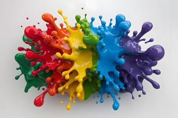 Vibrant 3D Abstract Image of Colorful Paint Splashes