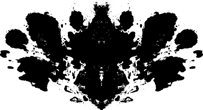 Symmetrical black ink blots rorschach design for psychological concepts and creativity