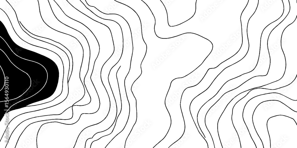 Poster abstract geometric black linear forms on white background