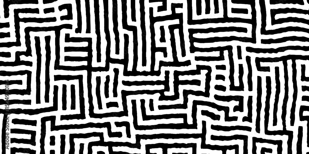 Aufkleber seamless black and white abstract line pattern design for art and textile