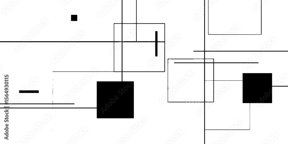Aufkleber Abstract geometric design featuring linear black forms for modern art projects
