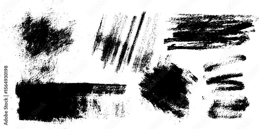 Poster Abstract charcoal sketch elements for artistic design and texture exploration