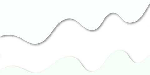Abstract paper cut layered background with smooth greenish-white curves and 3D shadows. Modern, minimal, wavy design ideal for banners, templates, web layouts, or presentations.