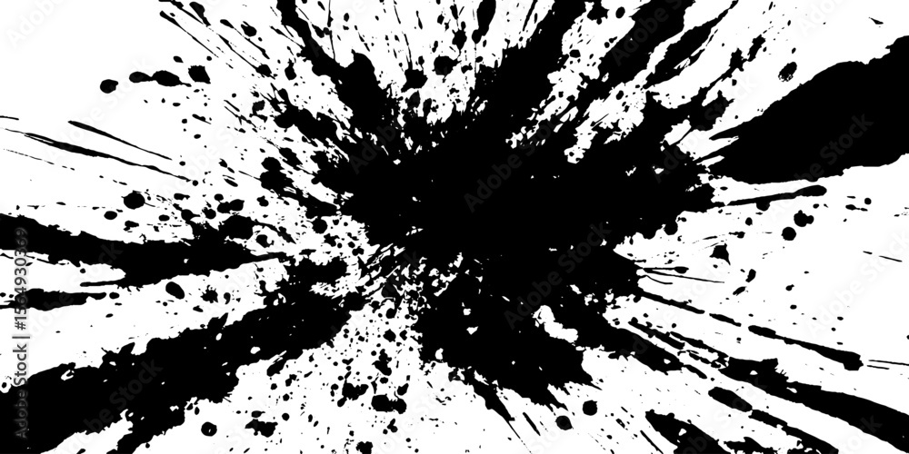 Poster abstract ink splatter art with dynamic flicks and sprays for creative design