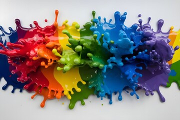 Vibrant 3D Abstract Image of Colorful Paint Splashes