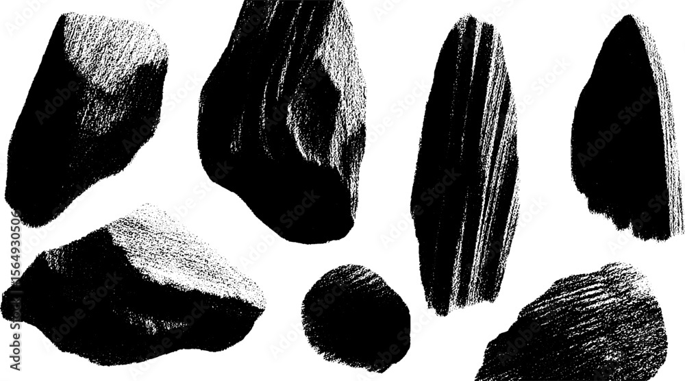 Poster collection of rough charcoal shapes for artistic and design purposes